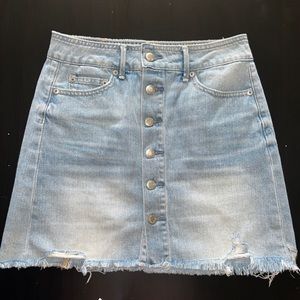 American Eagle Outfitters Mini Skirt Light Wash Distressed